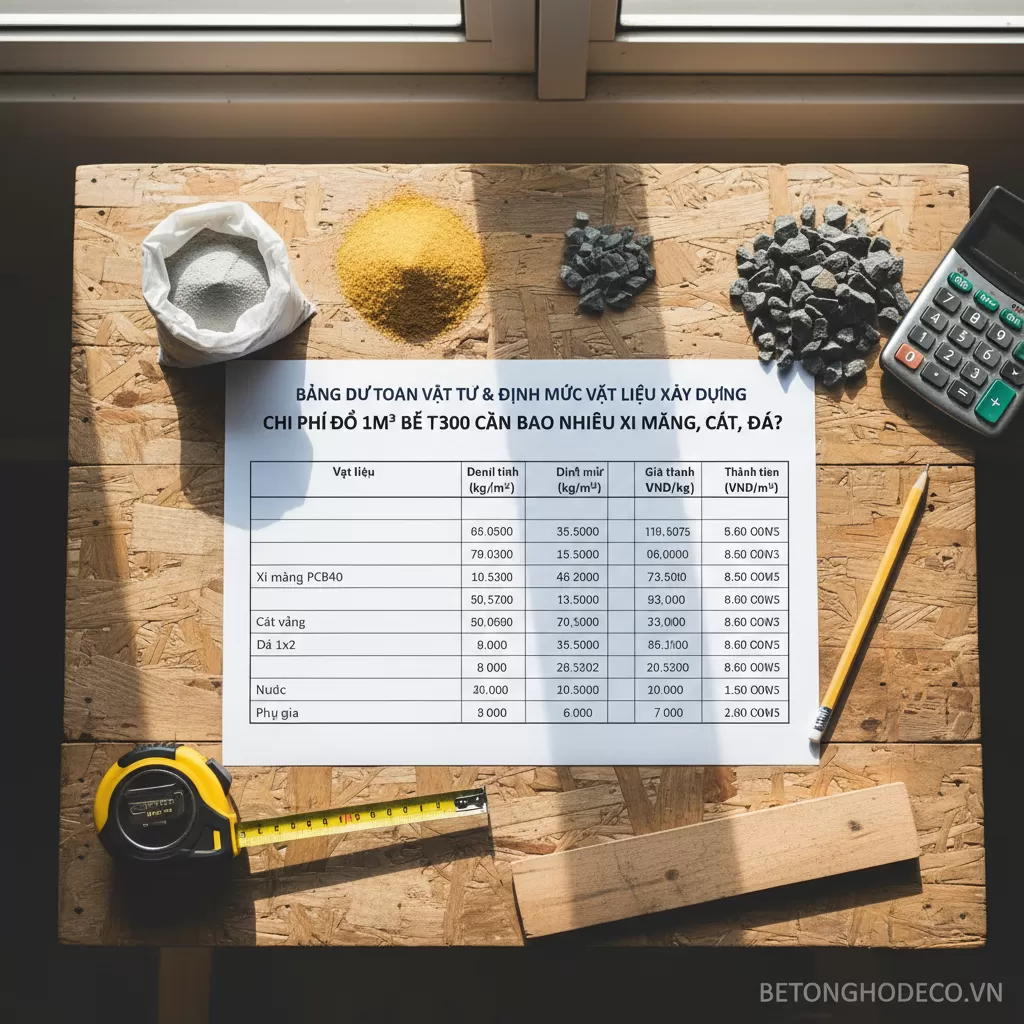 Bảng tính định - Bảng dự toán vật tư